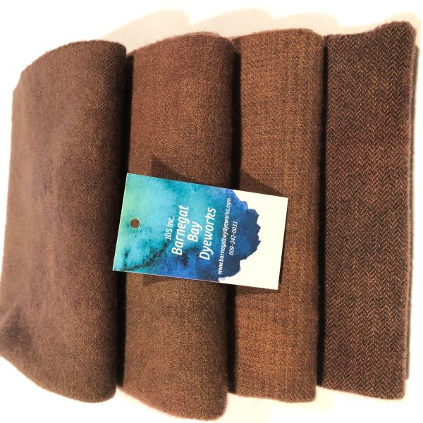 Brown Chestnut Hand Dyed Wool Pieces & Colorway Bundle Barnegat Bay