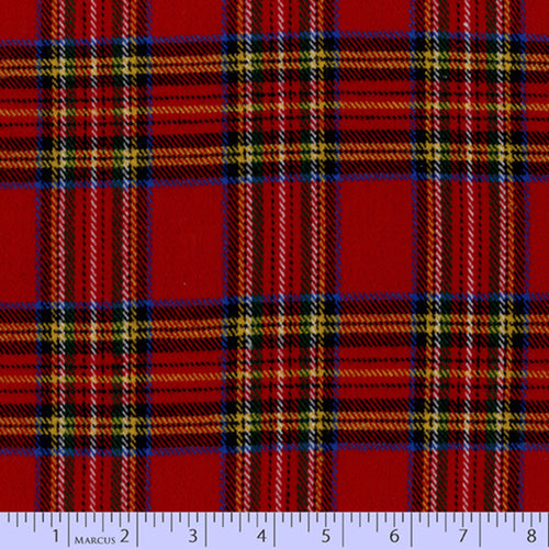 Flannel Tartan with red base and yellow blue and black plaid
