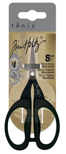 Tim Holtz 5in Titanium Serrated Mini Snips with large , comfortable finger holes.