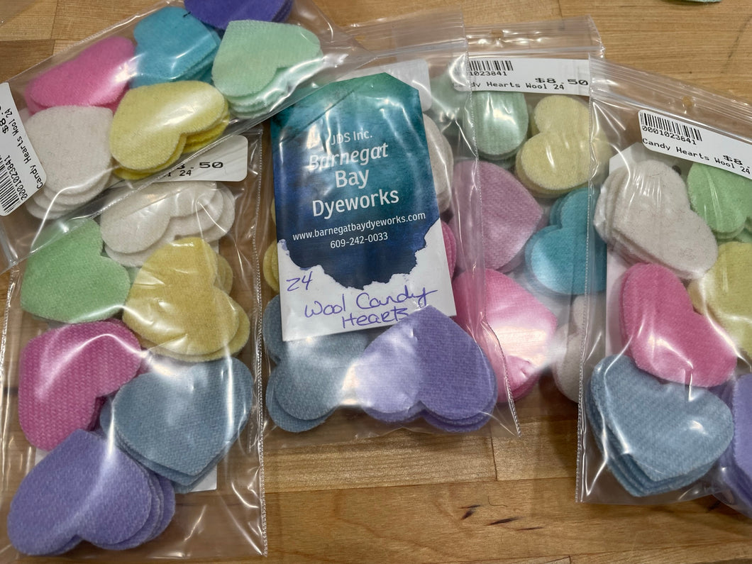 Candy Hearts Die Cut 100% Wool 2 dozen