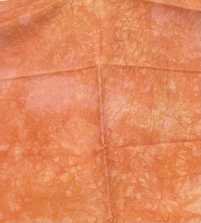 A soft orange hand dyed linen fabric with small mottling giving good movement to the fabric. Good for embroidery by hand or machine, quilting, wool applique backs and more!