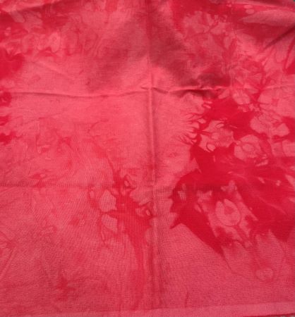 Scarlet Red Hand Dyed Linen fabric with heavy mottling giving lots of shades of the same color.  Good for embroidery by hand or machine, quilting, wool applique backs and more!