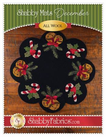 Celebrate December with jolly jingle bells and sweet candy canes! Wool applique with touches of embroidery and tiny buttons. Finishes to 16