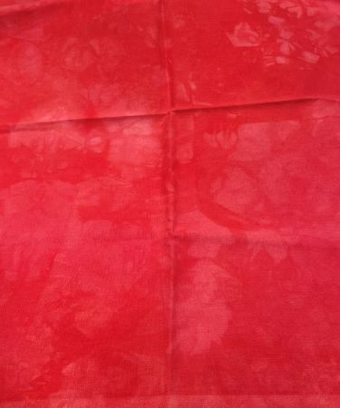 Strongest Red Hand Dyed Linen fabric with some mottling giving lots of shades of the same color.  Good for embroidery by hand or machine, quilting, wool applique backs and more!