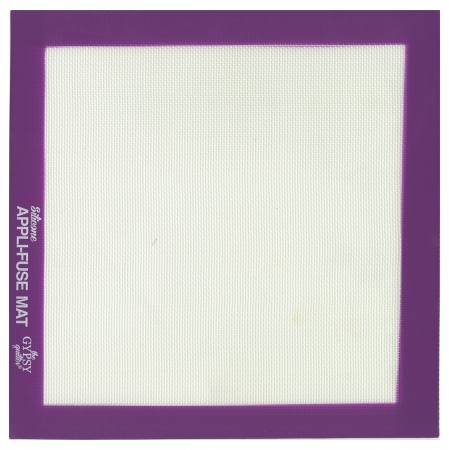 Appli-Fuse Mat 12inch square with a translucent center and purple border, The perfect transparent surface for all of your fusing, ironing, and gluing needs. 