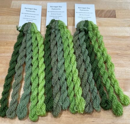 This Green Avocado Colorway Hand Dyed Wool Thread Sampler provides a selection of 25 yards of high-quality, hand dyed wool thread in five unique shades of the same color. With each five-yard piece, the vibrant and colorful tones of the Green Avocado Wool Thread Sampler will add depth and texture to any project.