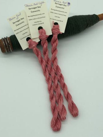 Hand Dyed Embroidery Floss for wool applique, cross stitch, Sashiko, any hand embroidery in a soft red like an old weathered barn.