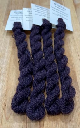 5 skeins of hand dyed #8 wool thread in black