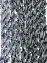 Load image into Gallery viewer, Hand dyed black and grays #12 pearl cotton threads.
