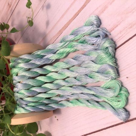 Blue & Green variegated. hand dyed threads in 6 strand embroidery floss, #8 and #12 pearl cottons - great for wool applique, cross ttiching, Sashiko, hand embroidery and moreThreads