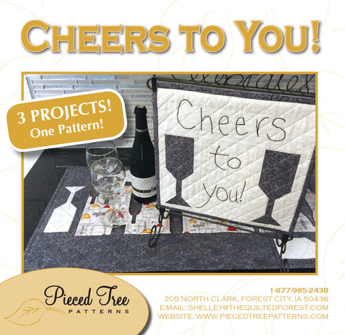 Three projects to sew for any celebration - a runner with pieced wine glass, wine glass placemats and a 12