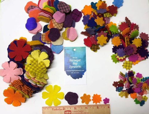 Die cut/Pre cut wool flower shapes in five sizes from 1/2