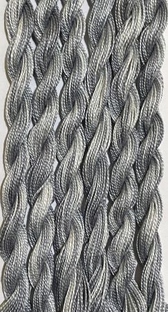 Hand Dyed #12 Pearl Cotton dyed a variegated silver and gray for wool applique, hand embroidery and more