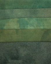 Load image into Gallery viewer, Green Evergreen Mottled Colorway Hand Dyed Wool Fabric Bundle
