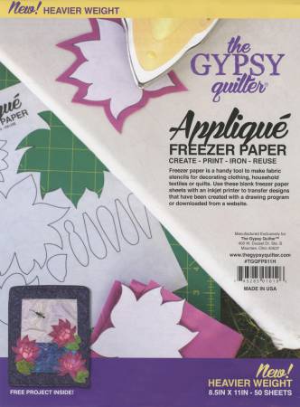 Gypsy Quilter Applique Freezer Paper 8 1/2& x 11 copy your pattern sheet onto freezer paper with your printer!