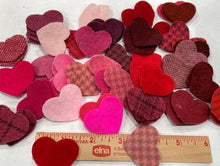 Load image into Gallery viewer, Die cut wool hearts in pinks and reds 1.25&quot;
