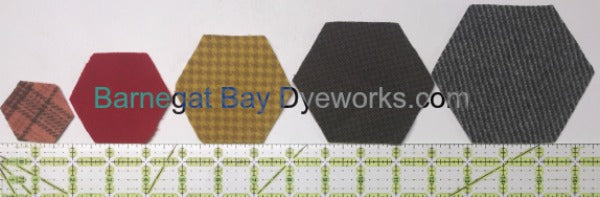 Die cut, pre cut Wool Hexagons in five sizes