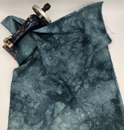 Hand dyed grayish green linen fabric.