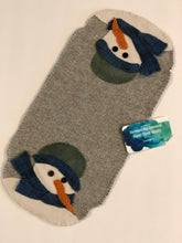 Load image into Gallery viewer, Wool applique runner with a snowman on each end.  Krispy Snow Days Wool Kit
