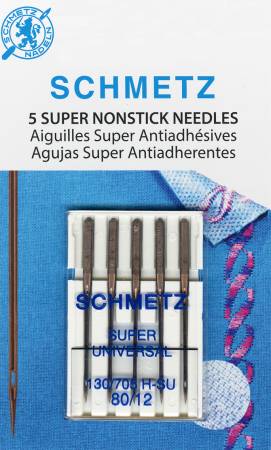 A package of five Schmetz Nonstick, 80/12 needles