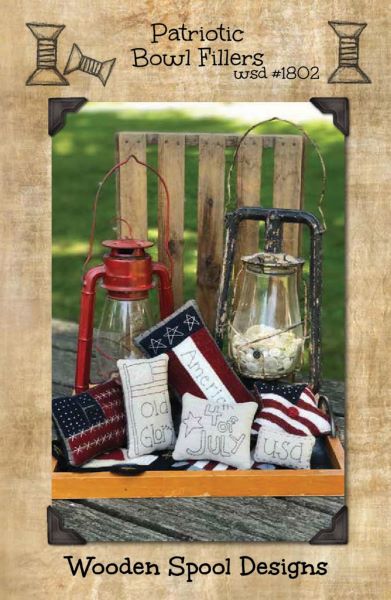 Pattern cover for Patriotic Bowl Fillers three wool applique bowl fillers - a flag, rectangle striped with 