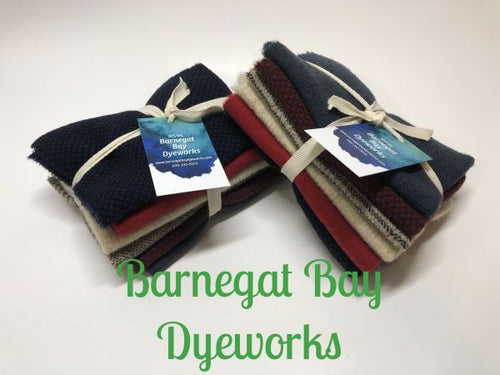 Six mill dyed 100% wool in patriotic colors of reds, creams and blues for wool applique.