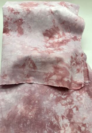 Two hand dyed cottons in warm mottled antiquey primitive pink - think roses and other flowers.  The lighter color is not white, it's a pale pink.