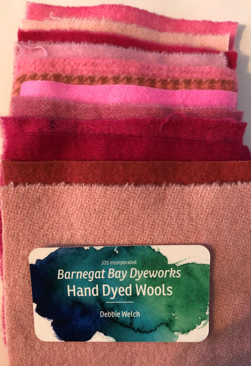 Pink 5" Squares Hand Dyed Wool Pack Barnegat Bay Dyeworks