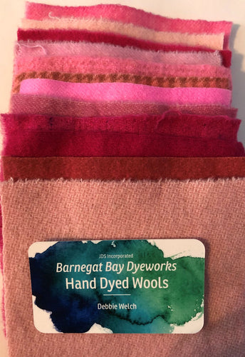 Pink 5" Squares Hand Dyed Wool Pack