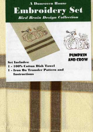 Pumpkin And Crow Dishcloth Embroidery Kit