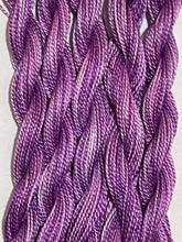 Load image into Gallery viewer, Darker version of variegated, hand dyed, #12 pearl cotton in purple.
