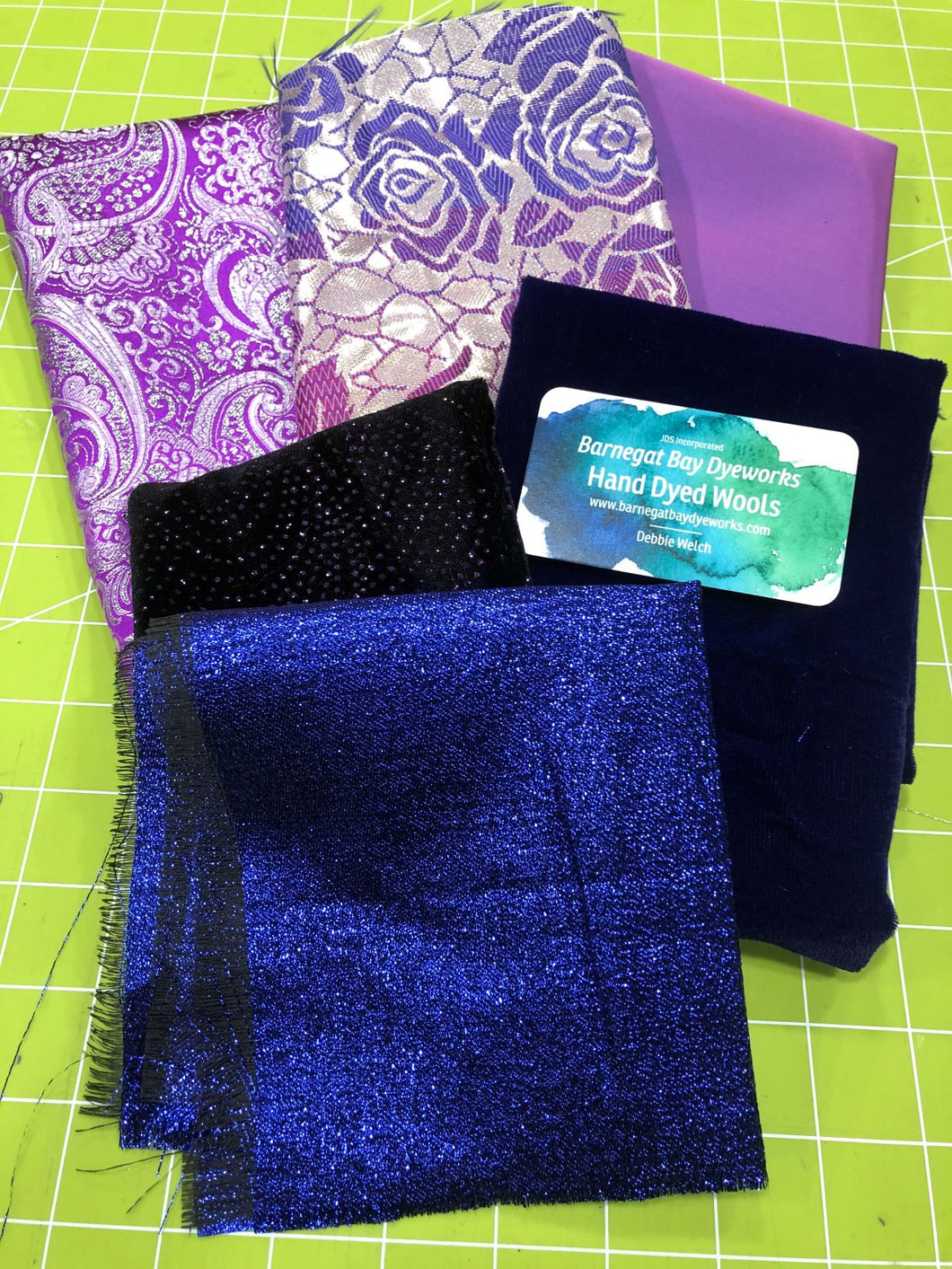 Crazy Quilt Purple Collection 1 has 6 purple fancy fabrics.