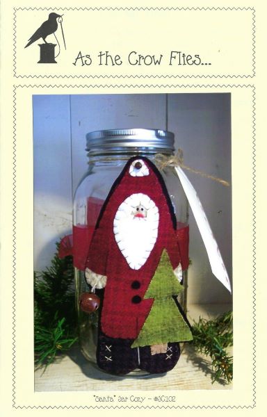 Santa Jar Cozy Wool Applique