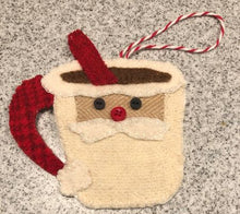 Load image into Gallery viewer, Wool applique Santa Cocoa Mug Ornament Kit
