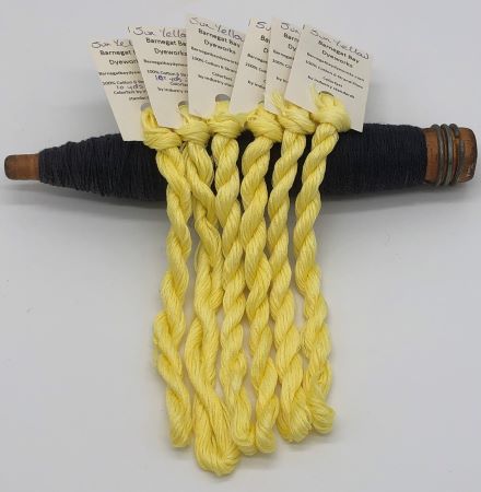 Hand dyed cotton floss in a light yellow for wool applique, cross stitch, Sashiko and any hand embroidery.
